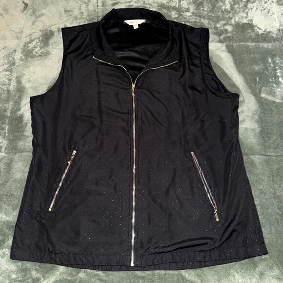Monterey Club Vest Women’s Large Black Sleeveless Pockets Full Zip Outerwear - Picture 9 of 9